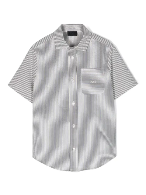Fay Kids Camisa listrada com logo bordado