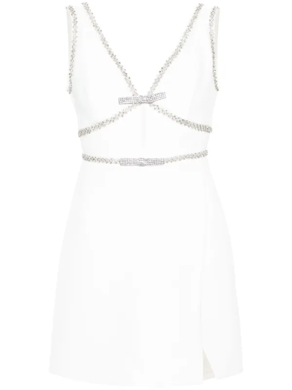 Embellished white mini dress top