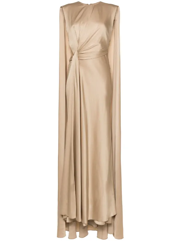 Gemy Maalouf draped-cape Long Dress Gold FARFETCH