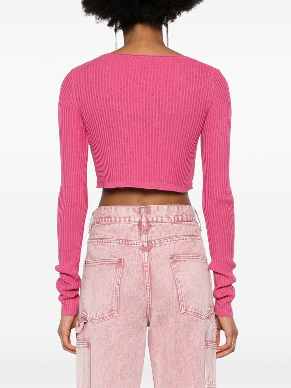 BLUMARINE LOGO-PLAQUE CROPPED CARDIGAN 