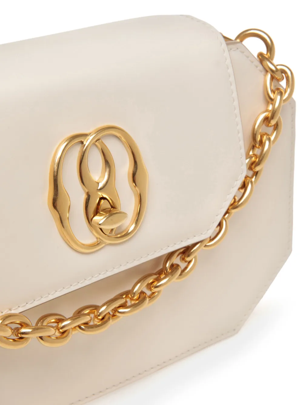 Bally Emblem Octogone Leather Mini Bag In White