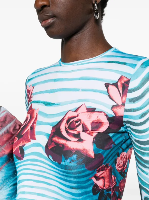 Jean Paul Gaultier Morphing floral-print Top Blue FARFETCH JO