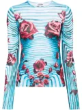 Jean Paul Gaultier Morphing floral-print top - Blue