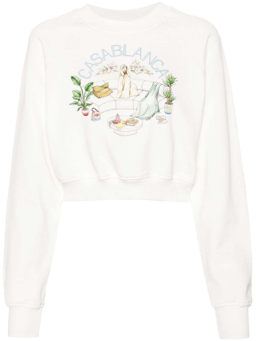 Casablanca Cropped sweater met print Wit