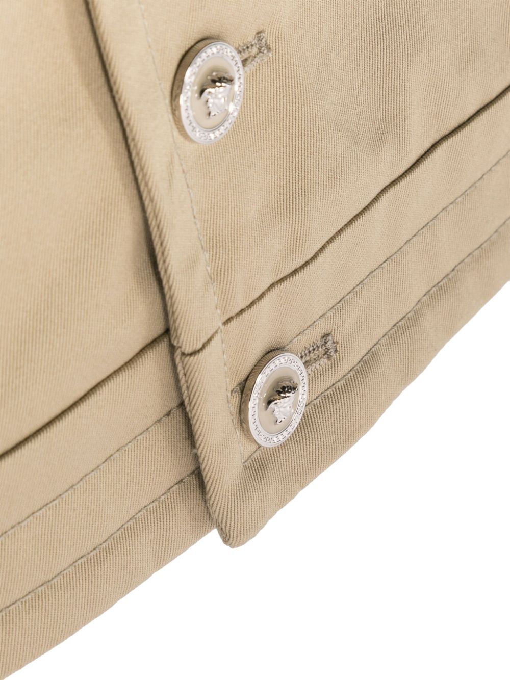 Shop Versace Buttoned Cotton Shirt Jacket In Neutrals