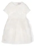 Simonetta floral-embroidered tulle dress - White