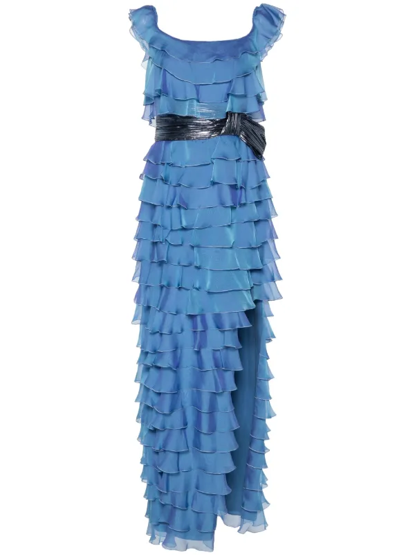 Gemy Maalouf off-shoulder Ruffled Gown Blue FARFETCH PH