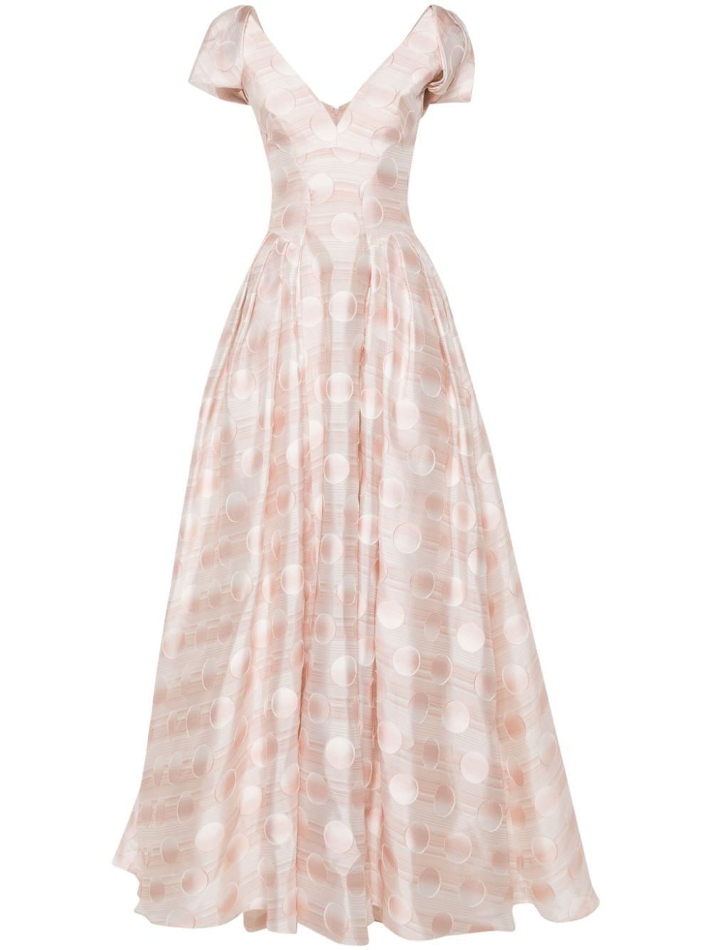 Gemy Maalouf Jacquard V-neck Gown In Pink