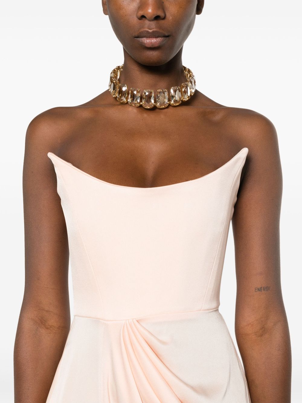 Shop Alex Perry Draped-detail Crepe Gown In Orange