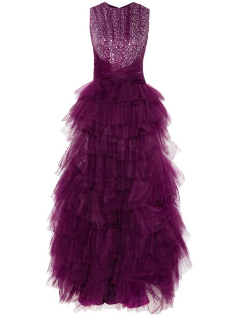 Gemy Maalouf sequin-embellished ruffled gown