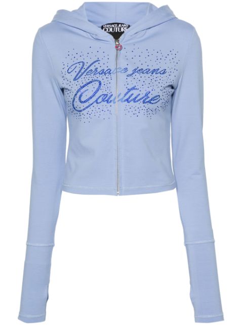 Versace Jeans Couture rhinestone embellished zip-up hoodie