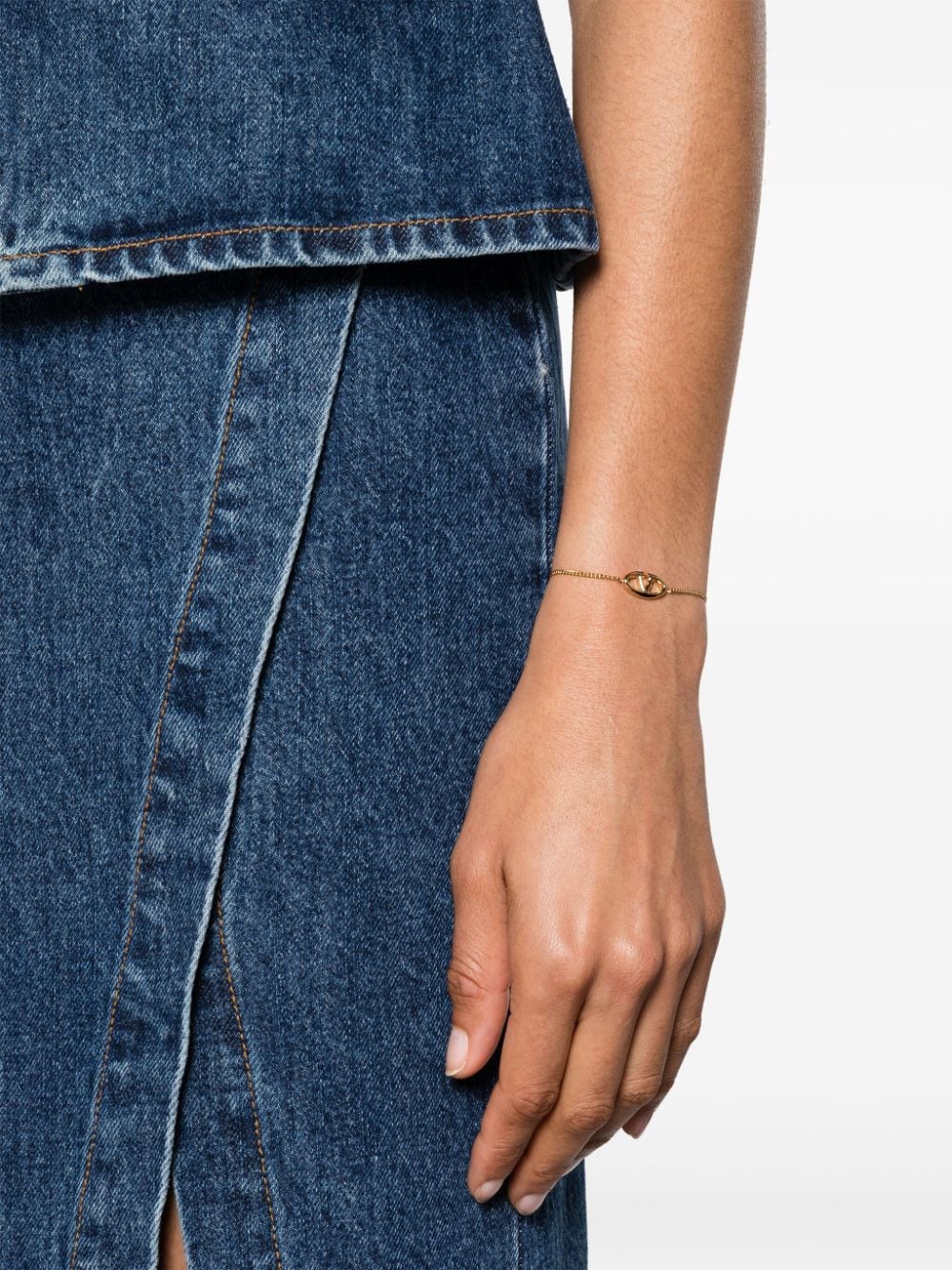 Shop Valentino Vlogo Chain-link Bracelet In Gold