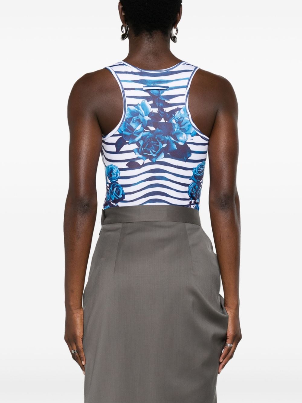 Shop Jean Paul Gaultier Morphing Floral-print Body In Blue
