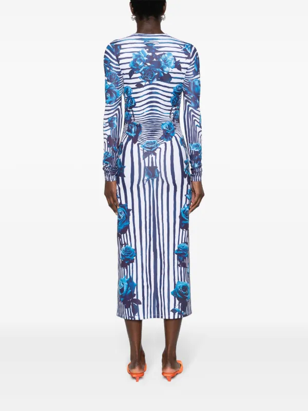 Jean Paul Gaultier Flower Body Morphing Midi Dress | White