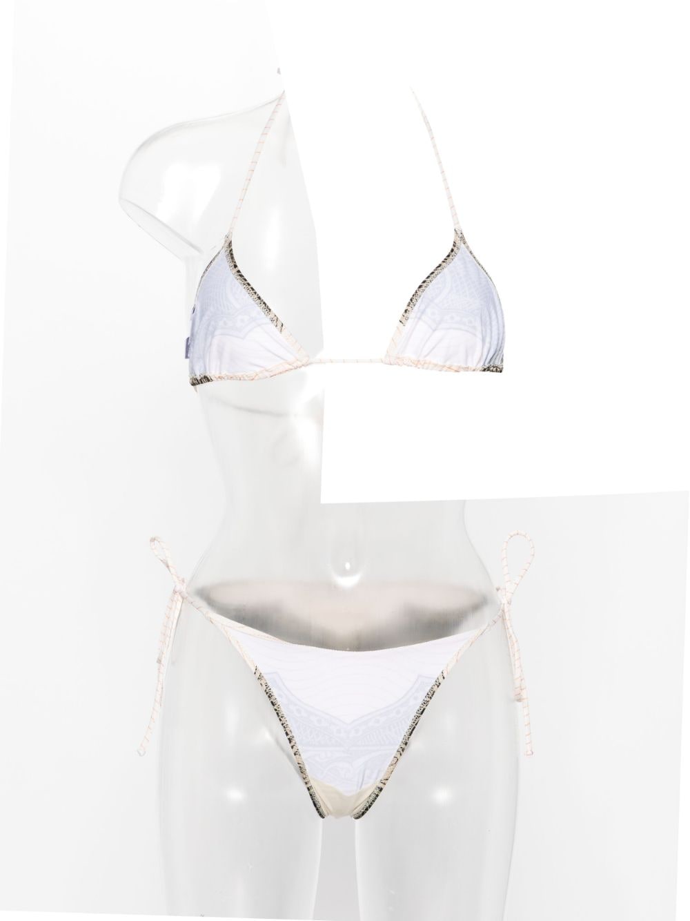 Jean Paul Gaultier Cartouche-print Triangle Bikini In Neutrals