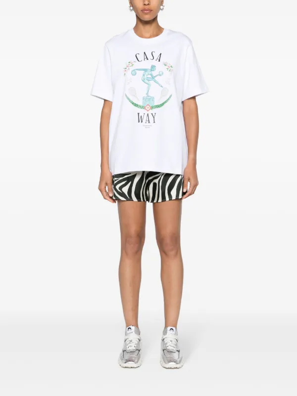 【関税込み】Casablanca ホワイト Statue En Marbre Tシャツ Casablanca Statue En Marbre-print Cotton T-shirt | White