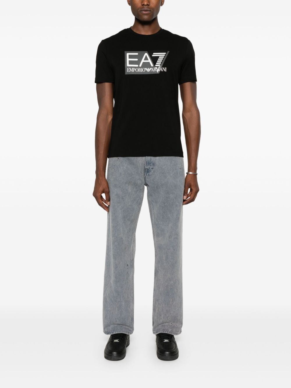 Ea7 Emporio Armani logo-print T-shirt - Zwart