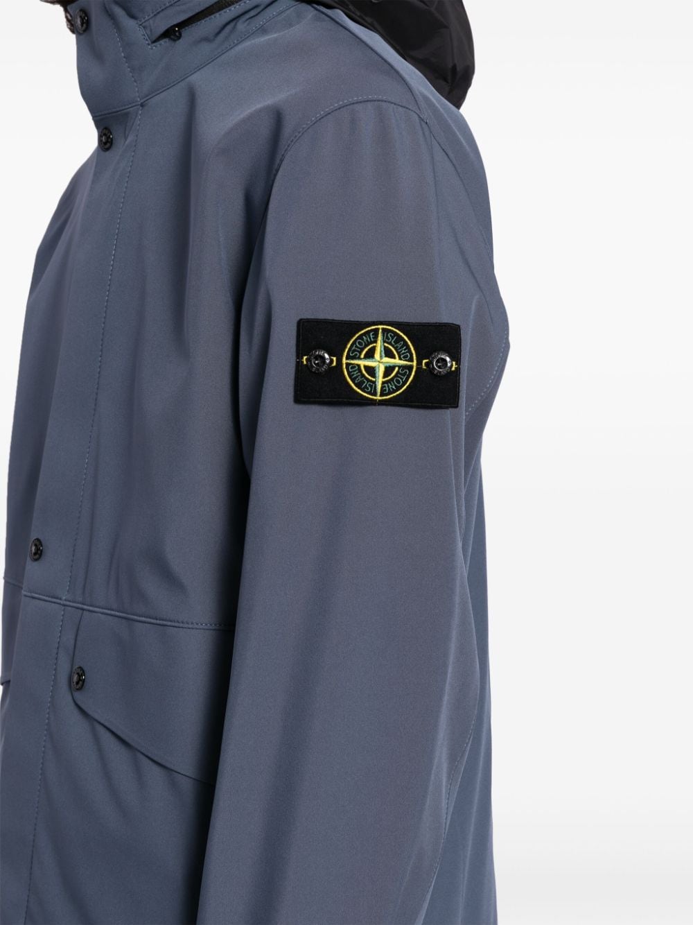 Shop Stone Island Concealed-hood Jacket In Blue