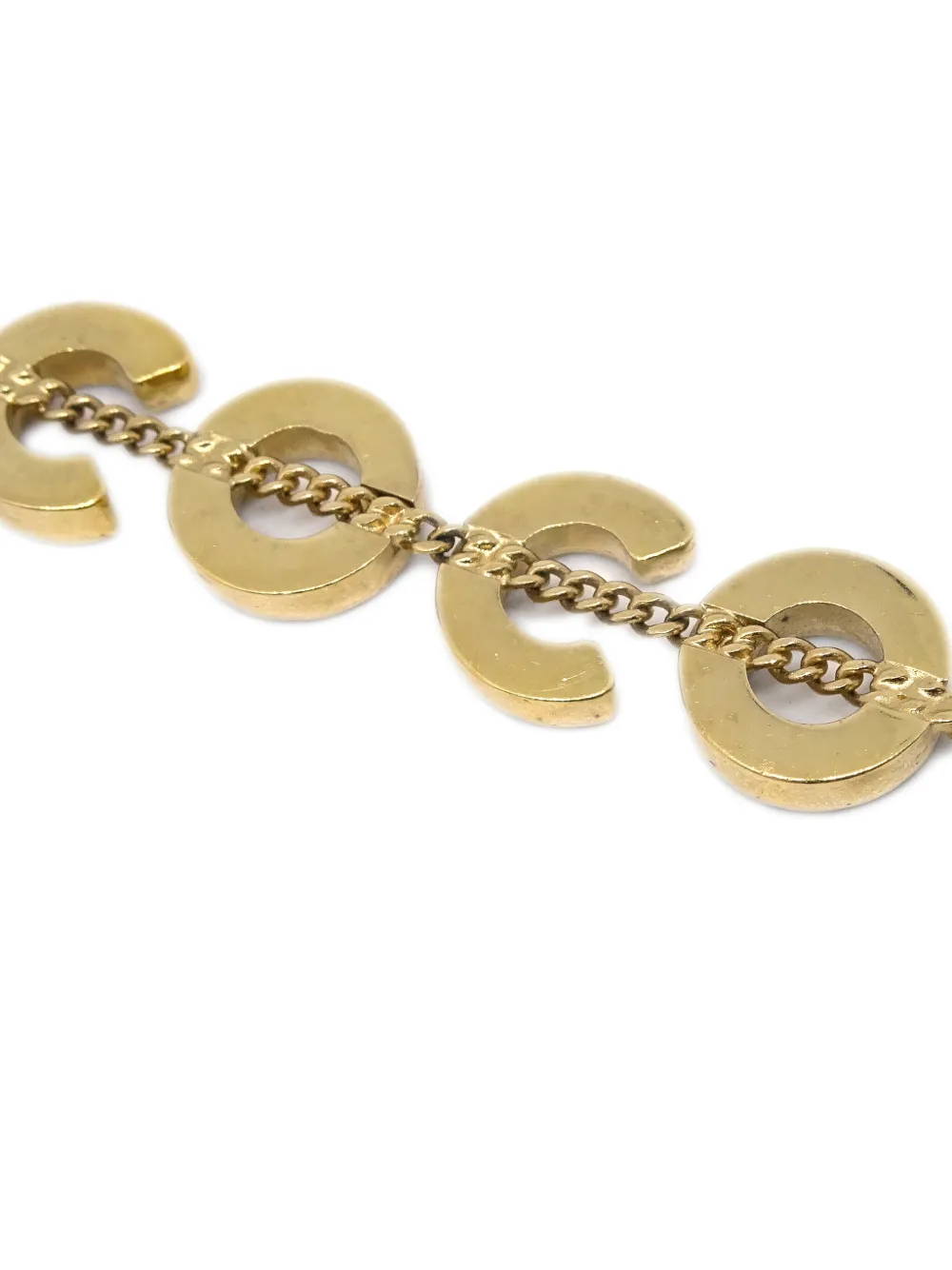 Pre-owned Chanel 2001 Rhinestone-embellished Coco-pendant Necklace In Gold