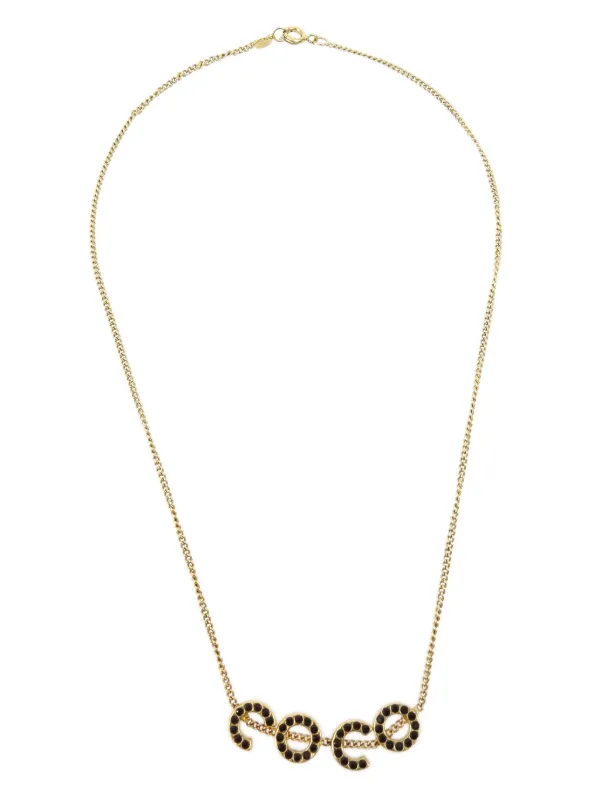 CHANEL Pre-Owned 2001 rhinestone-embellished Coco-pendant Necklace Gold  FARFETCH IN
