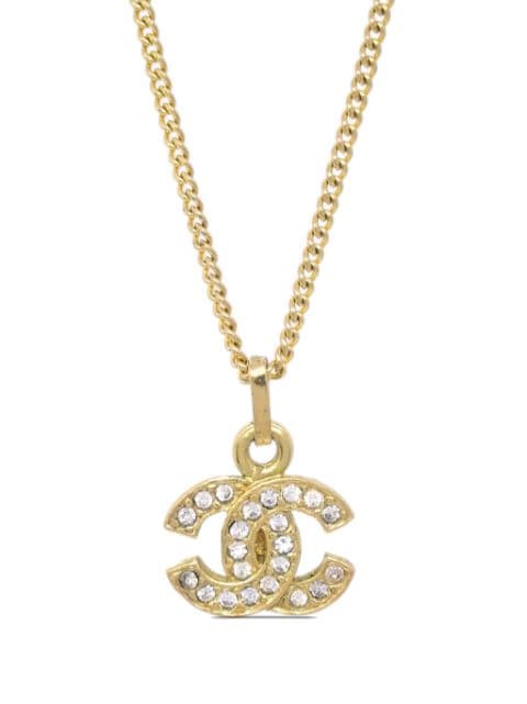 CHANEL Pre-Owned 1990-2000 rhinestone-embellished CC-pendant necklace