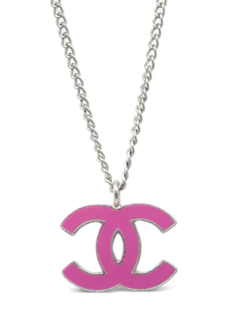 CHANEL Pre-Owned 1990-2000 enamel-detail CC-pendant necklace