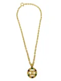 CHANEL Pre-Owned 1994 stone-embellished CC-pendant medallion necklace - Gold