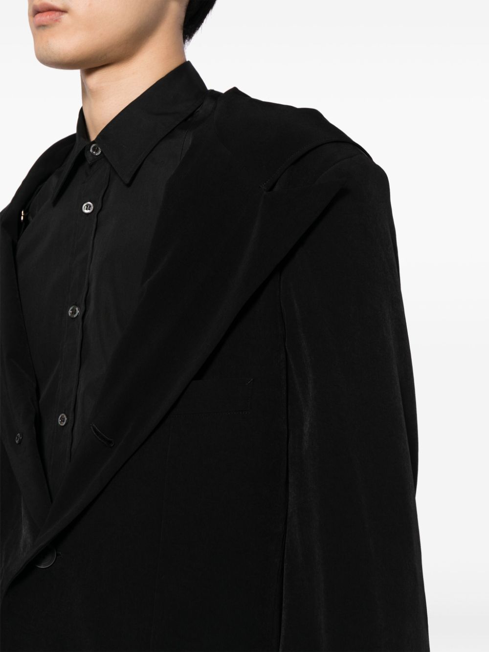 Yohji Yamamoto Blazer met enkele rij knopen Zwart