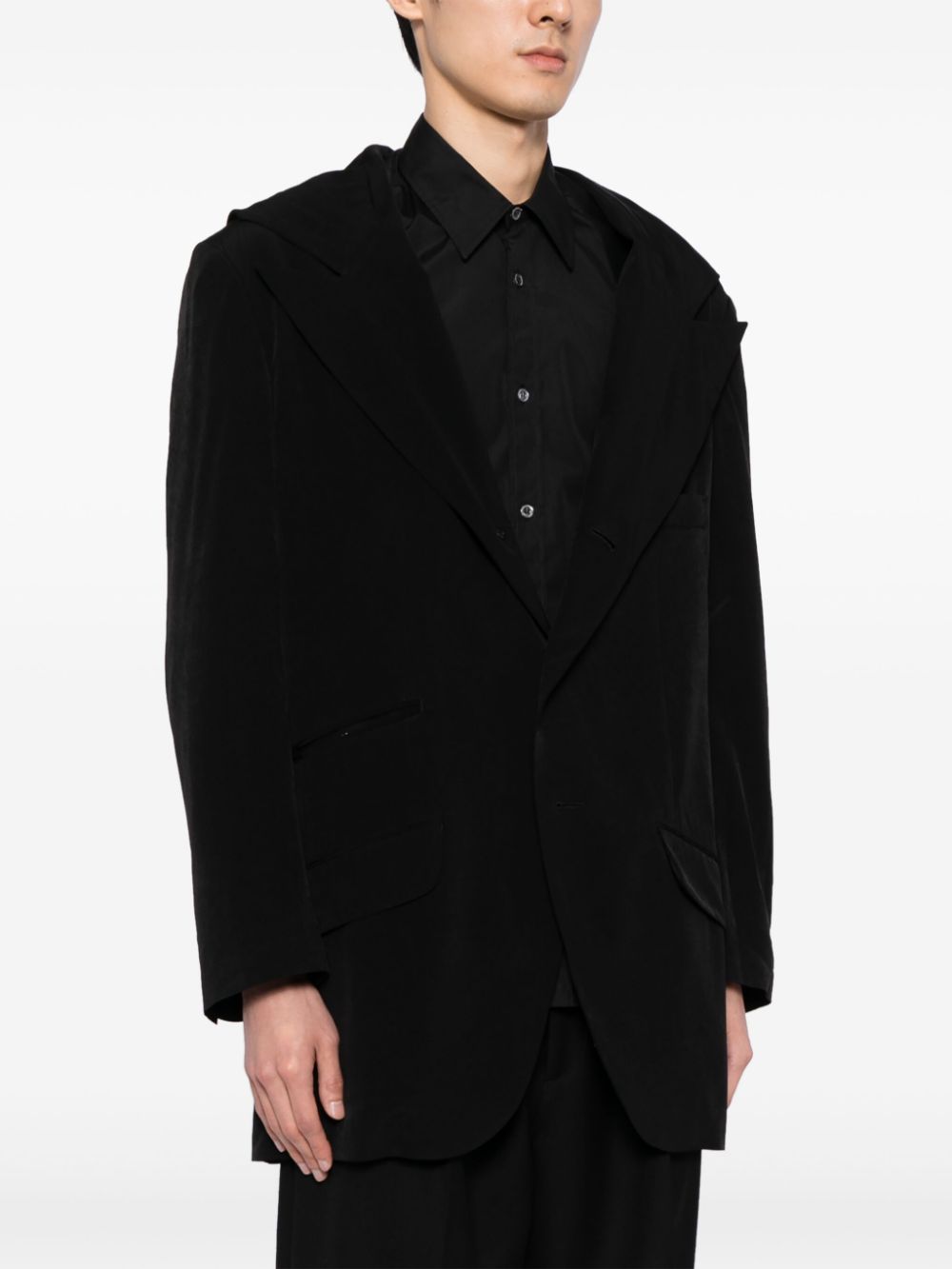 Yohji Yamamoto Blazer met enkele rij knopen Zwart