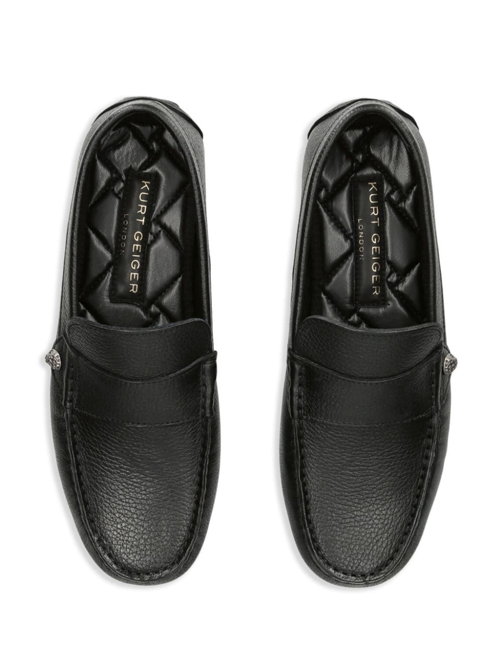 Shop Kurt Geiger Stirling Leather Loafers In Black
