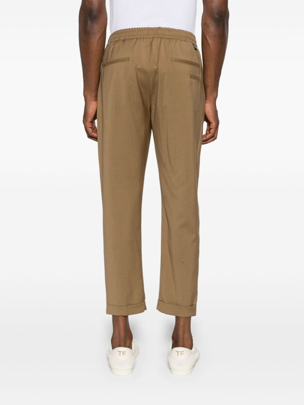 Shop Low Brand Taylor Drawstring Tapered Trousers In Neutrals