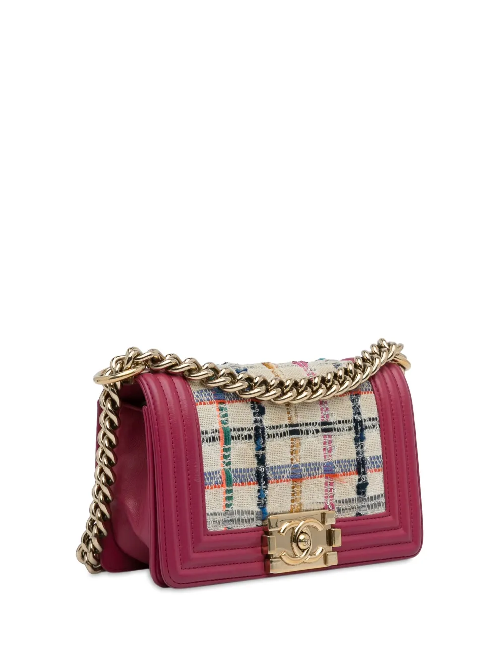 Pre-owned Chanel 2018-2019 Small Tweed Boy Crossbody Bag In 彩色