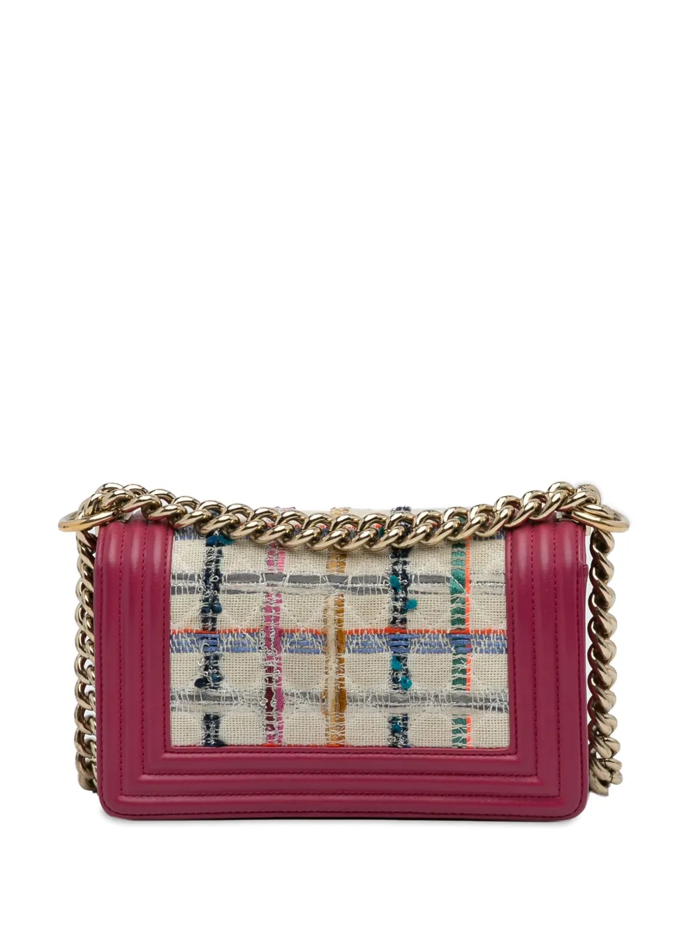 Pre-owned Chanel 2018-2019 Small Tweed Boy Crossbody Bag In 彩色
