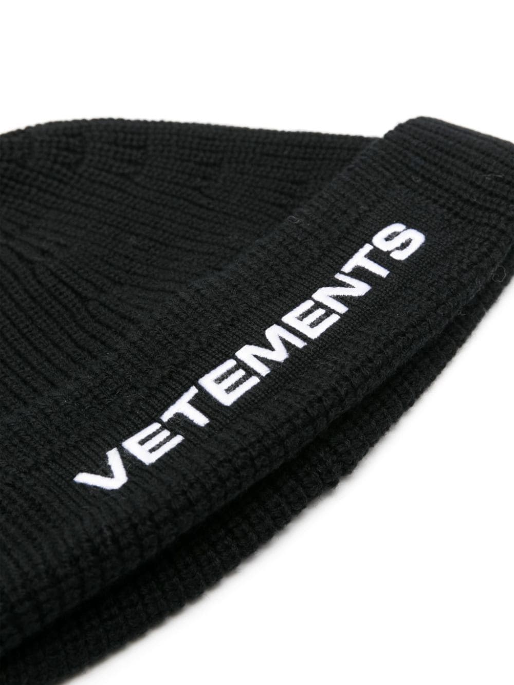 Shop Vetements Logo-embroidered Merino Beanie In Black