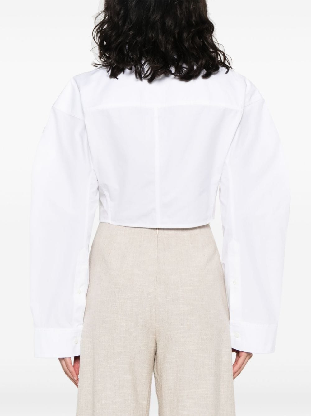 Shop Jacquemus La Chemise Obra Cropped Shirt In White