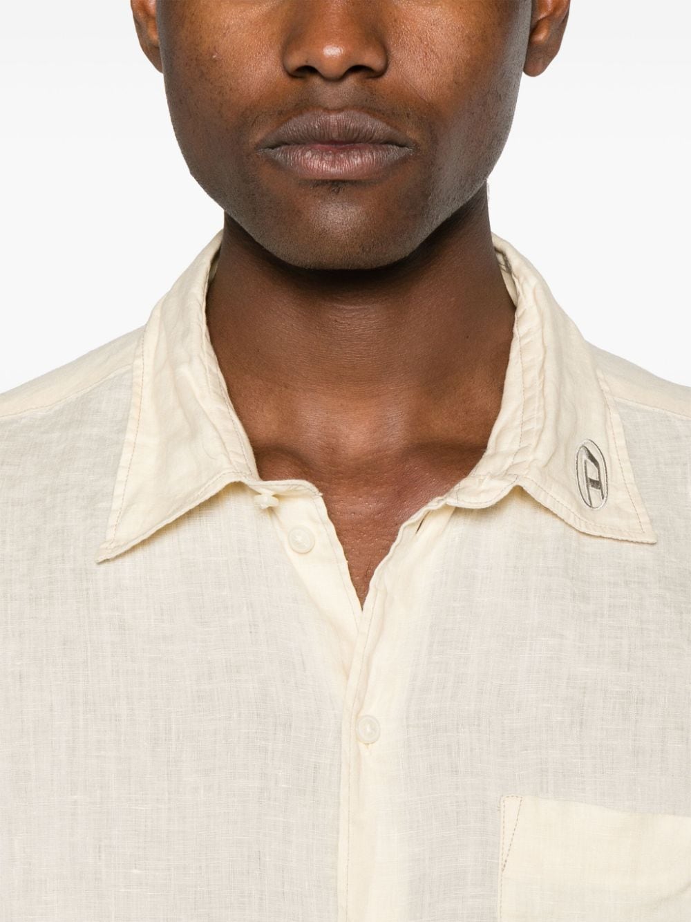 Shop Diesel S-emil Linen Shirt In Yellow