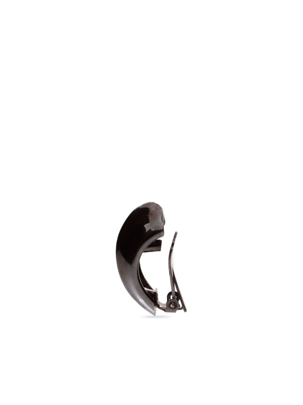 Pre-owned Saint Laurent Half-hoop Clip-on Earrings In Black