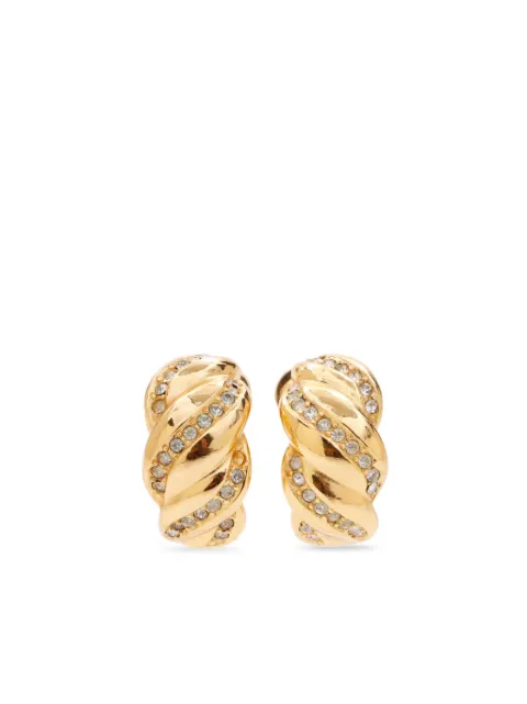 Christian Dior Pre-Owned rhinestone-embellished half-hoop clip-on earrings