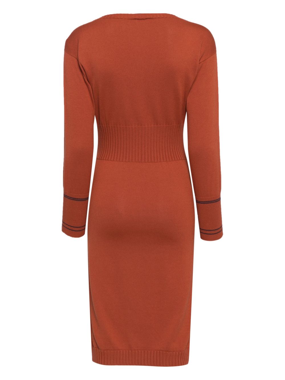 Pre-owned Chanel 2008 Cc Knitted Dress In Orange