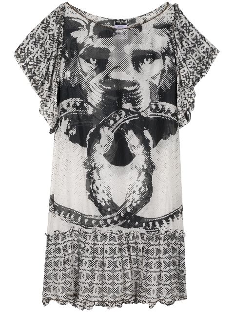 HOT SALE CHANEL 2000s CC graphic-print minidress Women