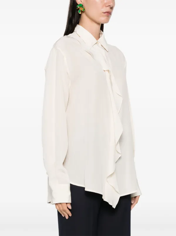 Victoria Beckham ruffle-detail Silk Blouse Neutrals FARFETCH IN