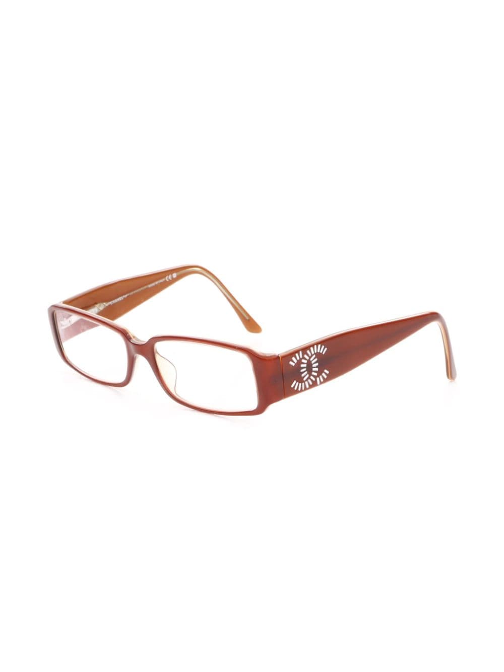 CHANEL Pre-Owned 2000s CC rectangle-frame glasses - Bruin