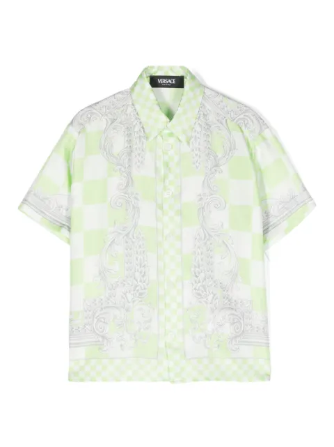 Versace Kids camisa de seda con cuello Barocco