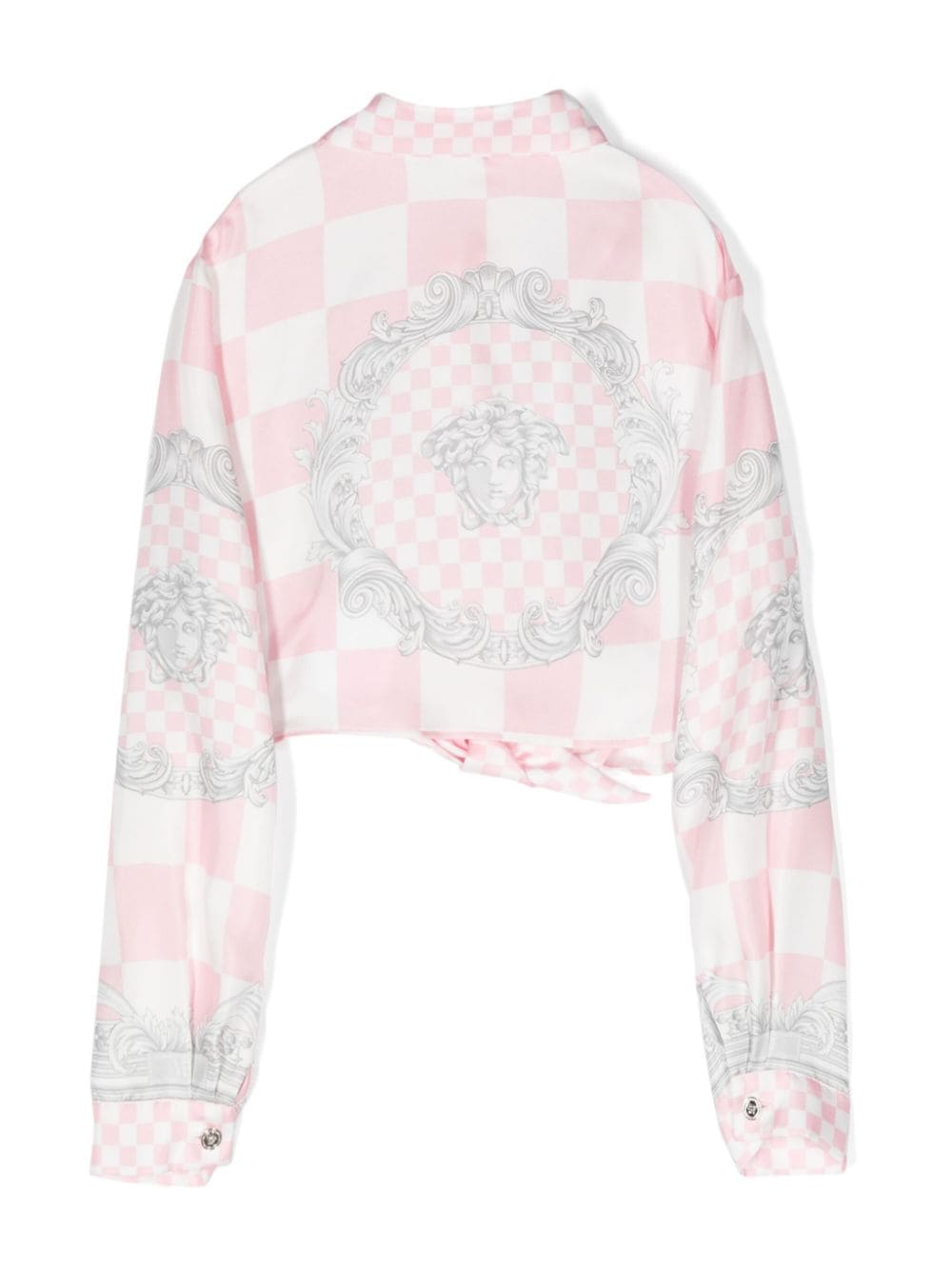 Shop Versace Medusa Contrasto Silk Shirt In Pink