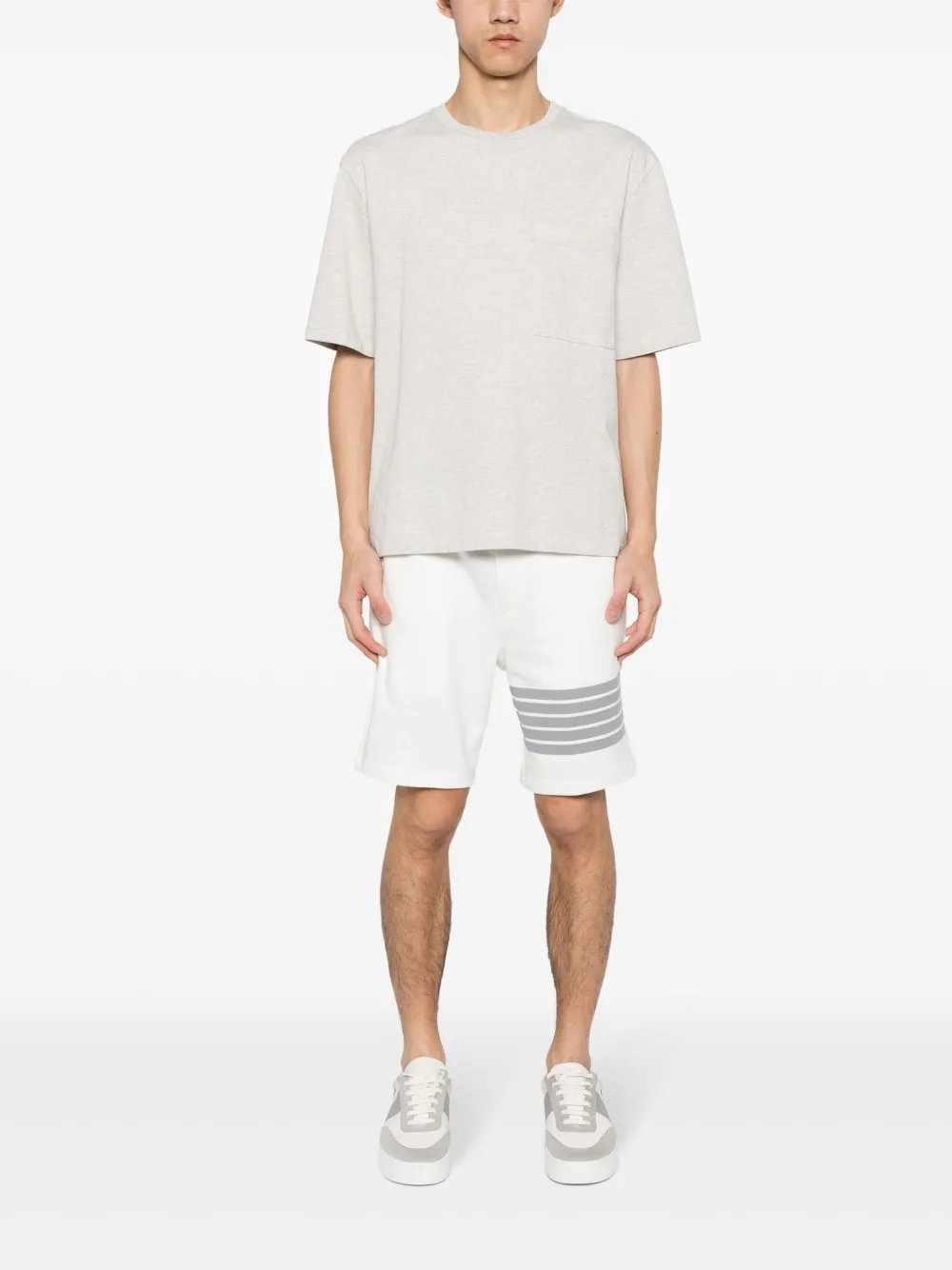 PMD stripe-detail cotton shorts - Wit