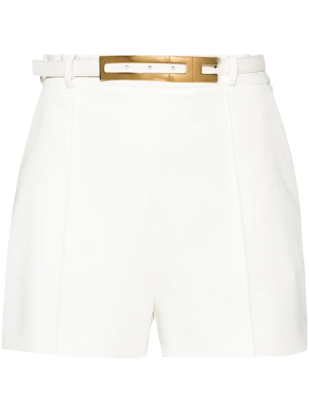 elisabetta franchi short en crêpe à taille ceinturée - blanc