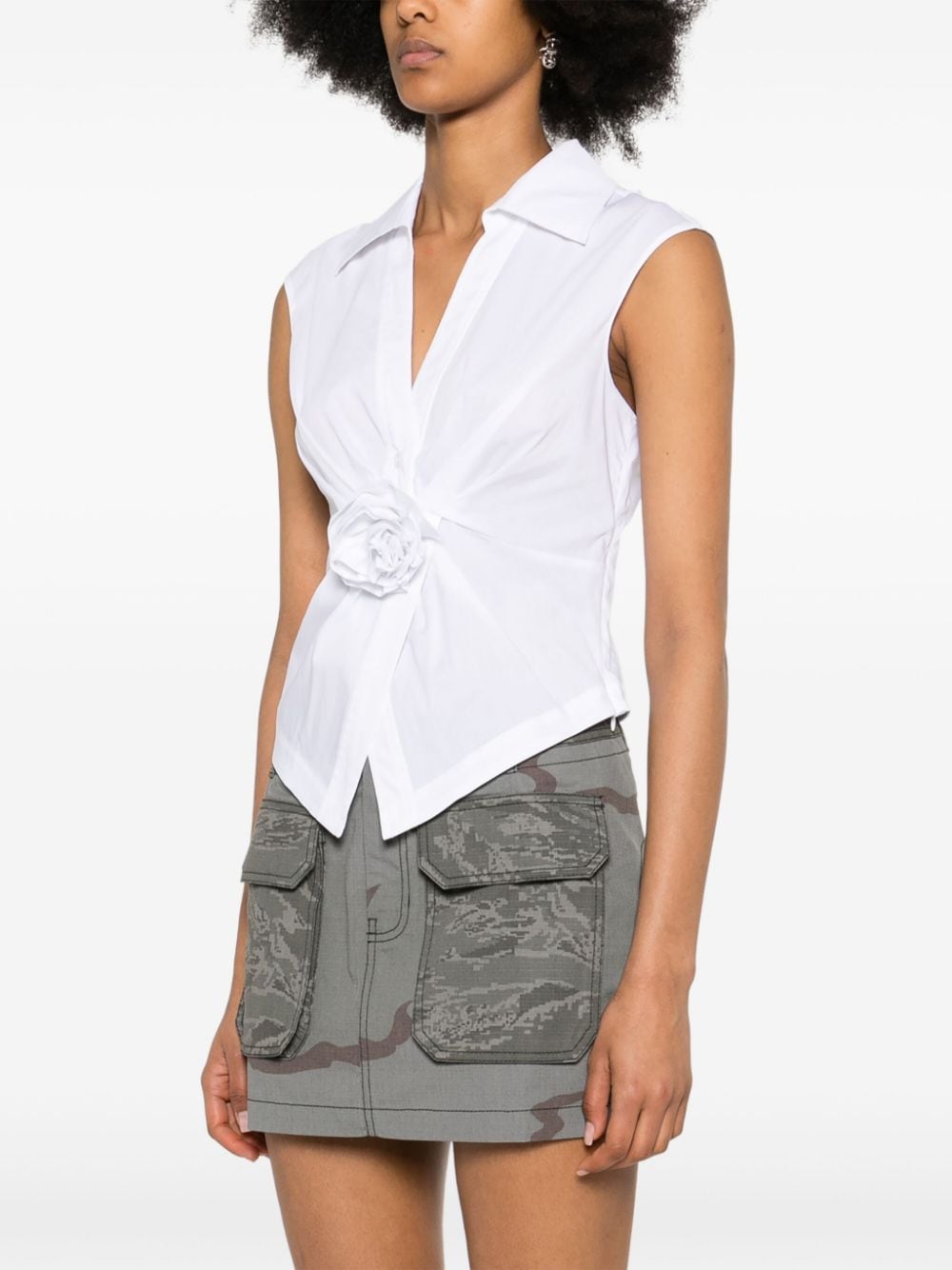 Shop Blugirl Poplin Sleeveless Top In White