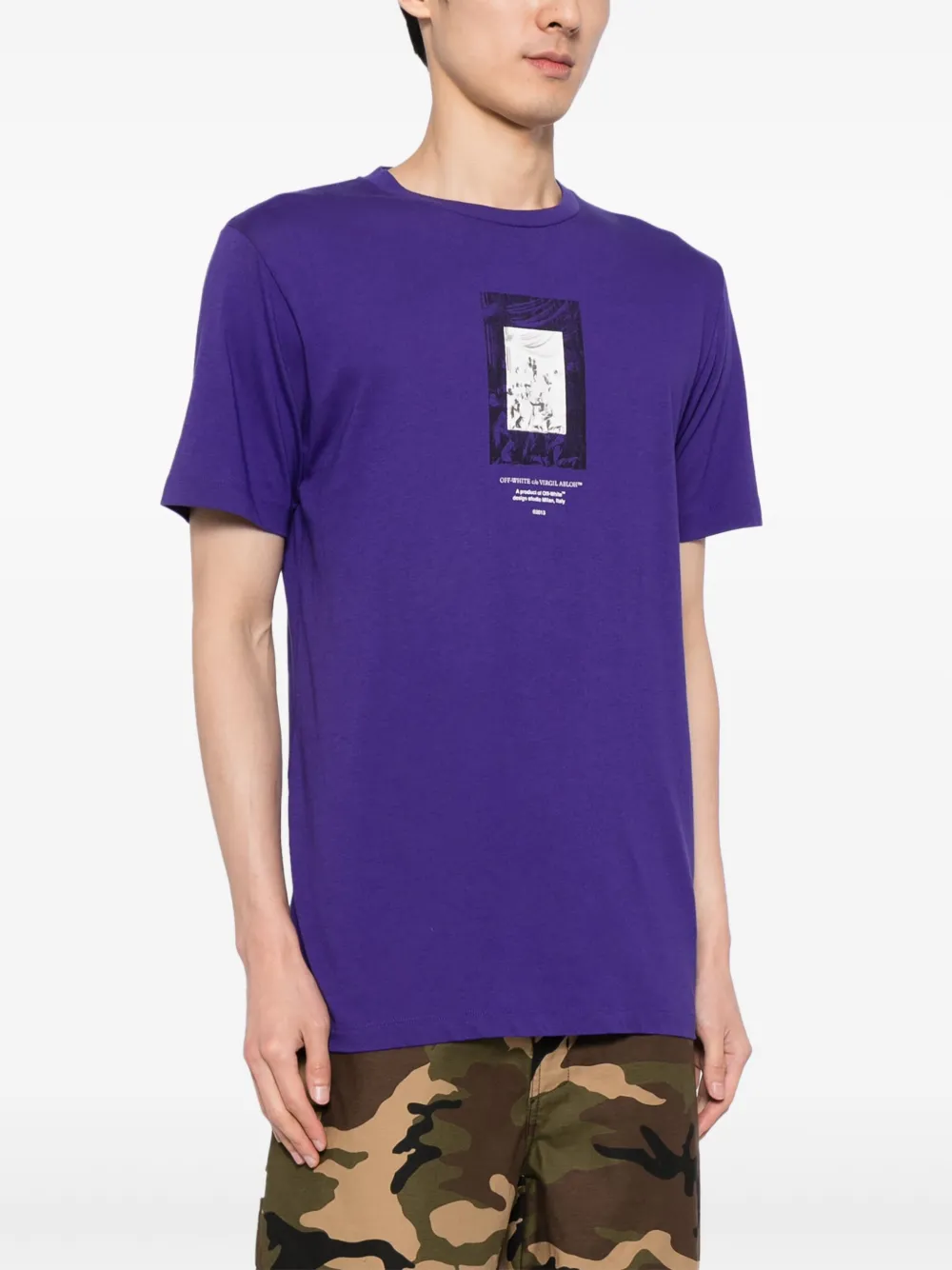 Off-White T-shirt met grafische print Paars