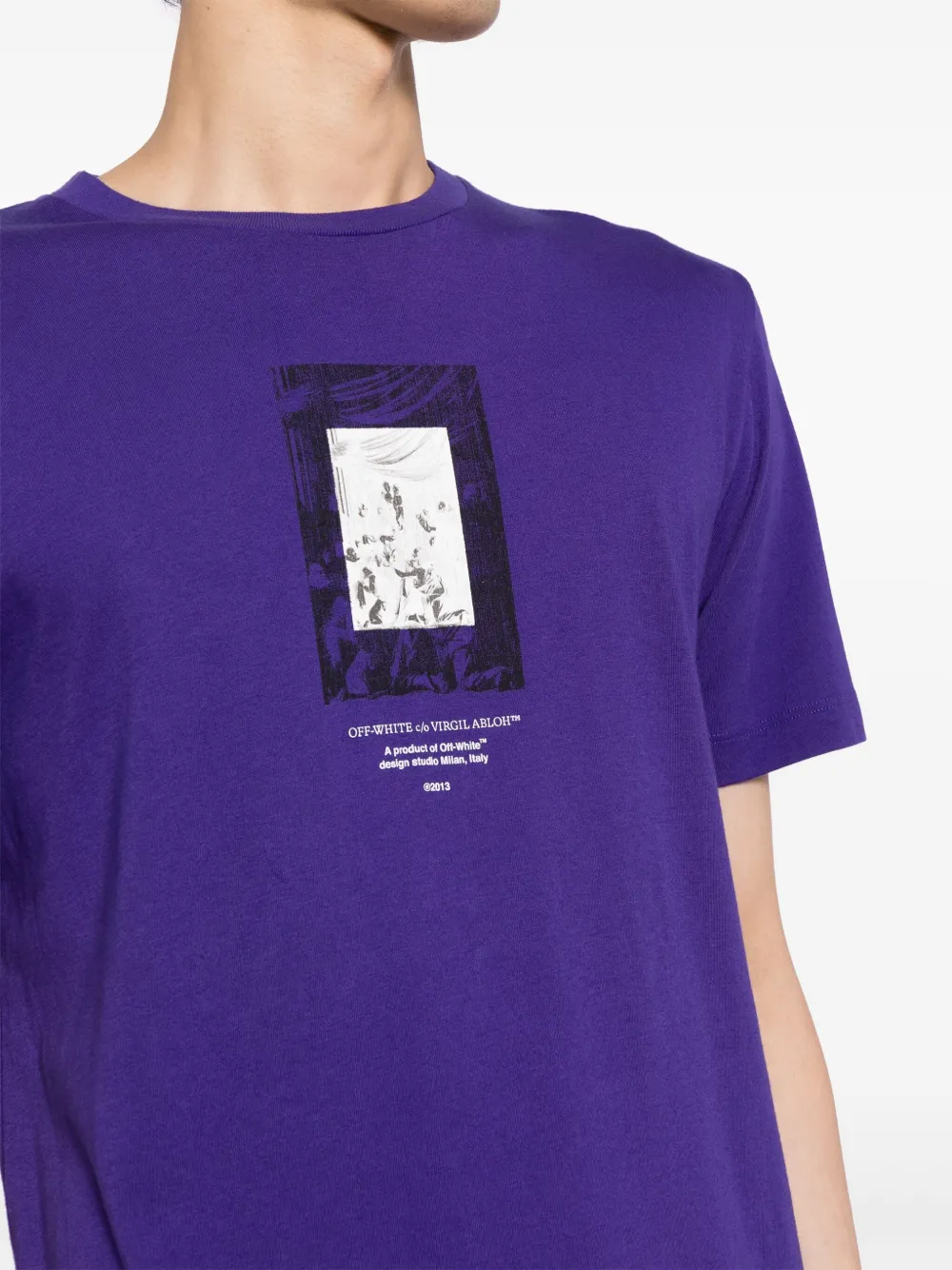 Off-White T-shirt met grafische print Paars