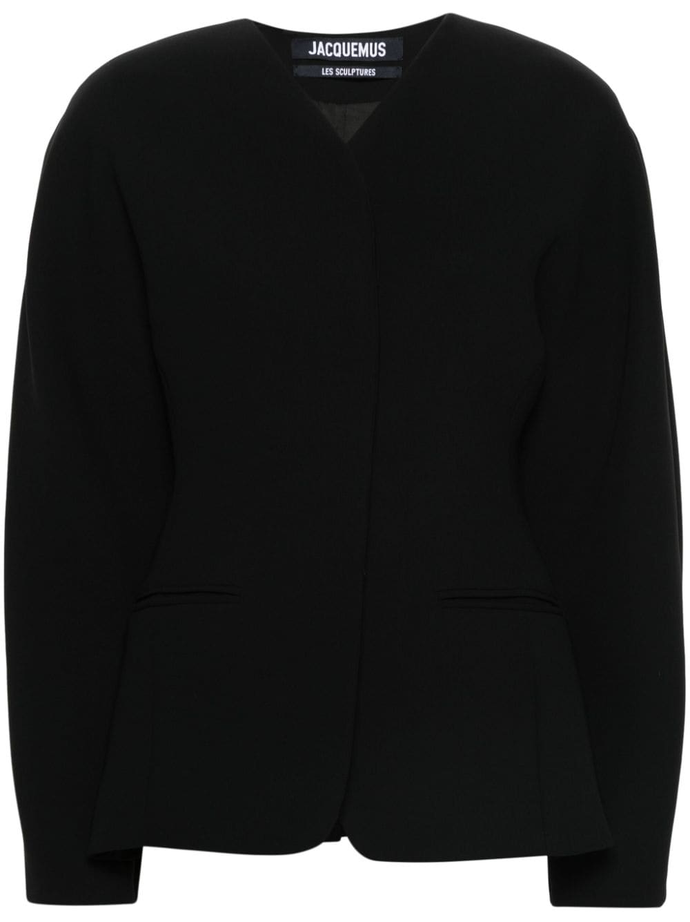 Jacquemus La Oval Rounded Shoulder Jacket In Black